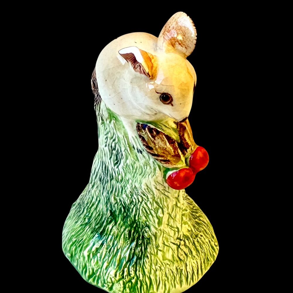 Basil Matthews England Art Vintage Figurine Mouse on Stump Signed DAMAGED
